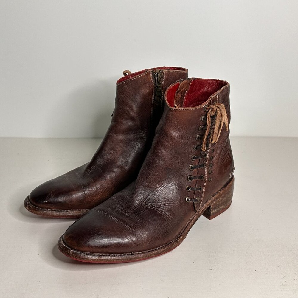 Bed Stu Cobbler Distressed Leather side zip Ankle Boots Women Size 8 - Picture 3 of 9